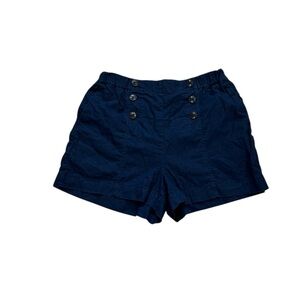 Madewell Women's Hemp-Cotton Pull-On Sailor Shorts size L Navy Coastal Fisherman